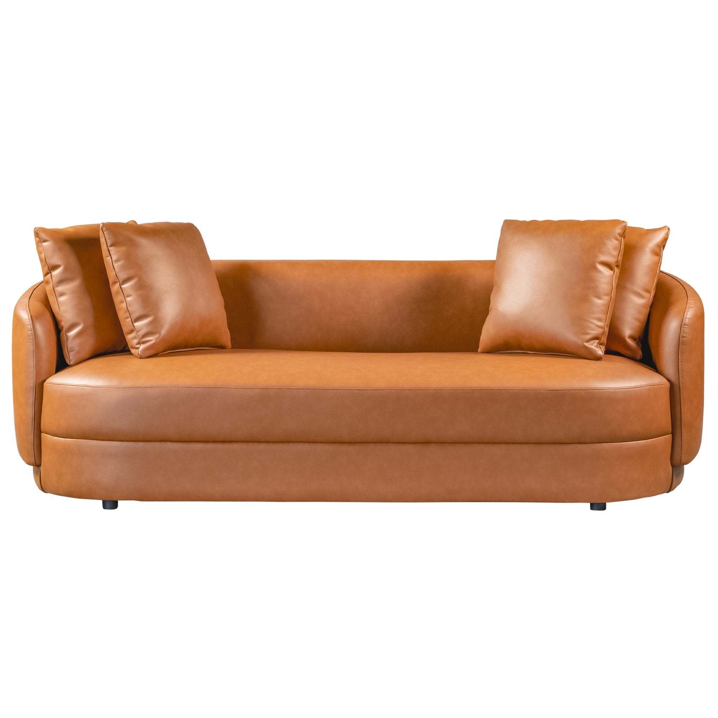 Dylan Modern Cognac Leather Sofa with Composite Leather and Eucalyptus Frame, 85'W FredCo