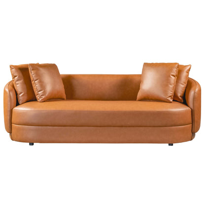 Dylan Modern Cognac Leather Sofa with Composite Leather and Eucalyptus Frame, 85'W FredCo
