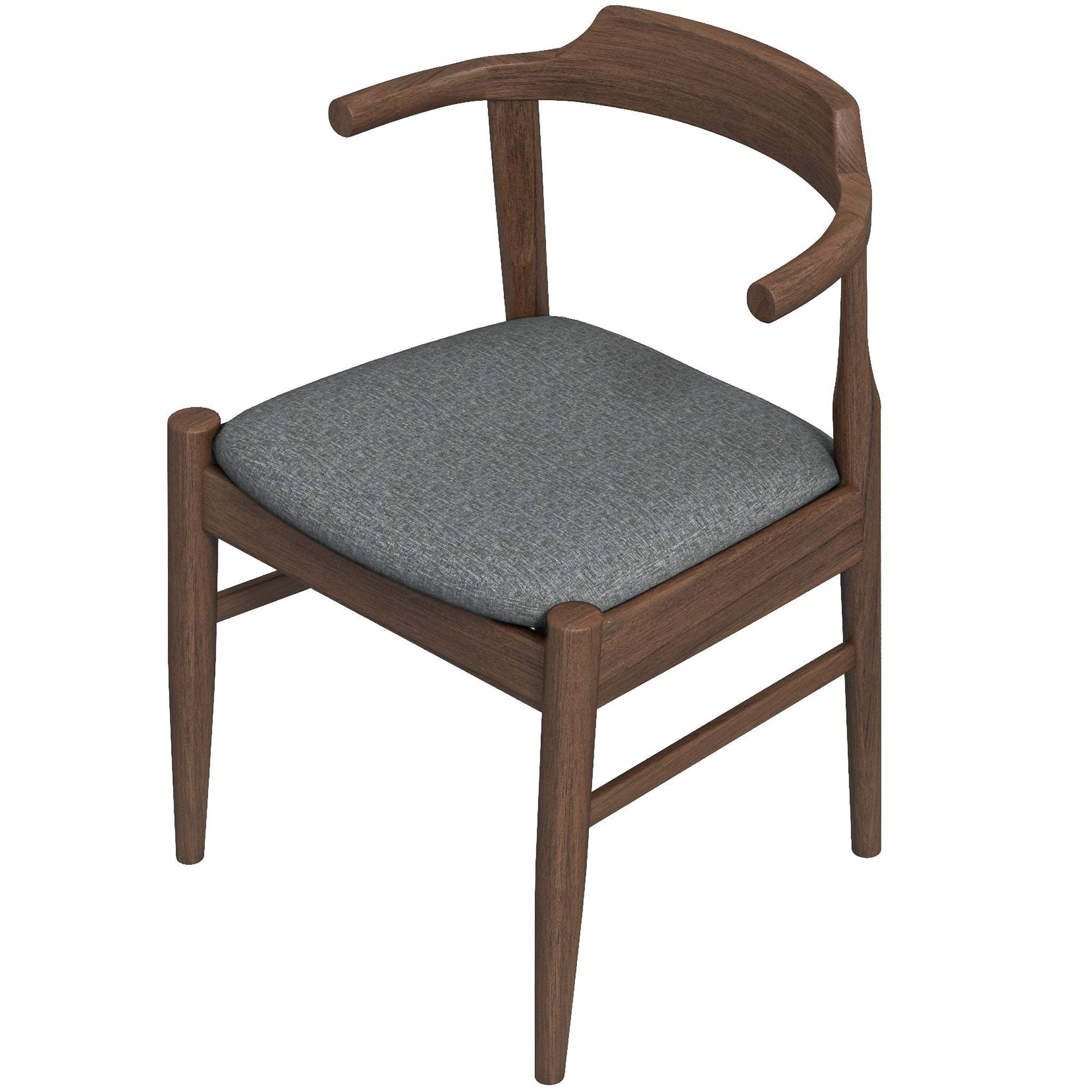 Modern wooden accent chair with curved backrest and gray upholstered seat, FredCo International furniture
