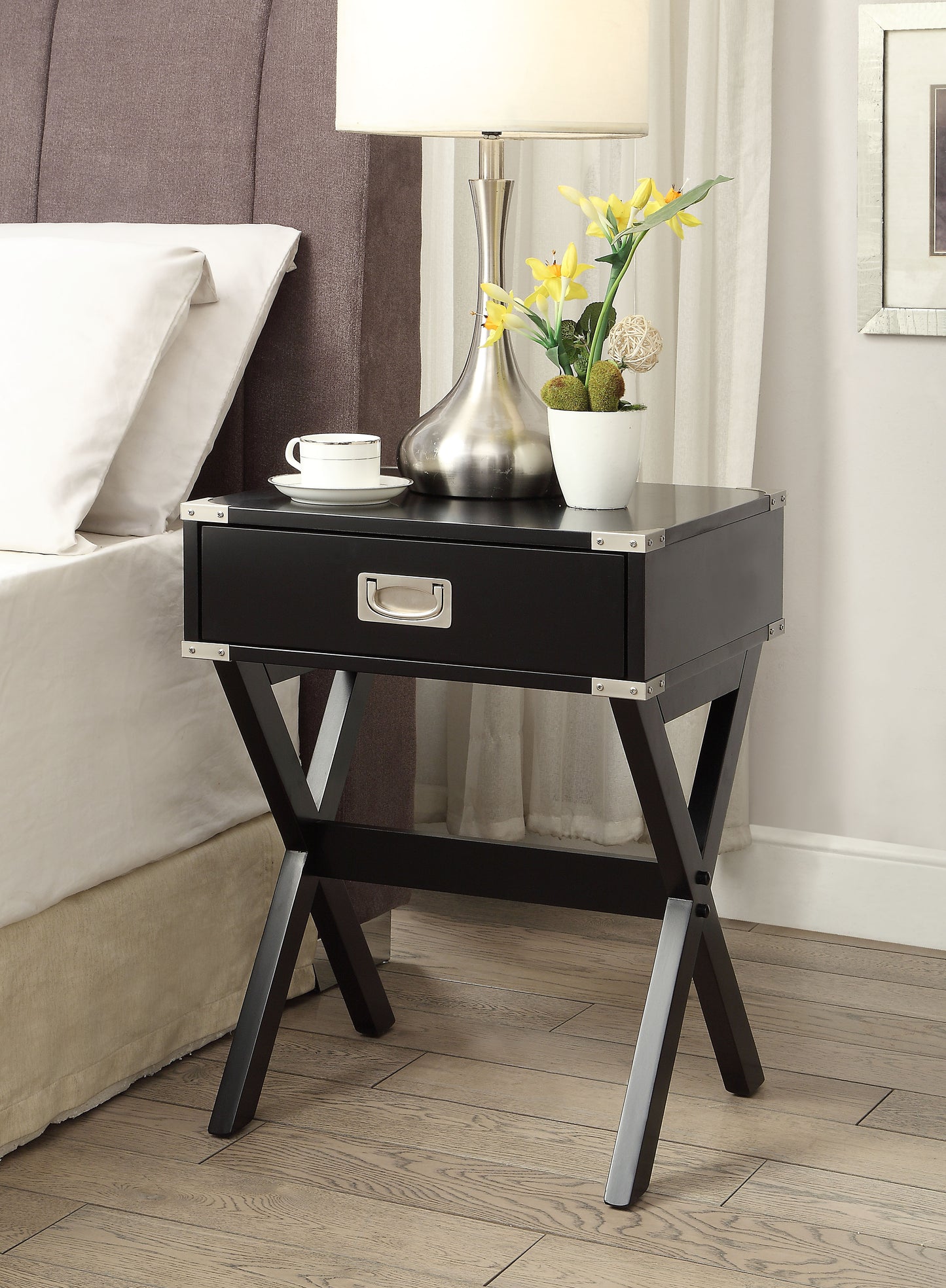 Babs Black Finish Accent Table FredCo