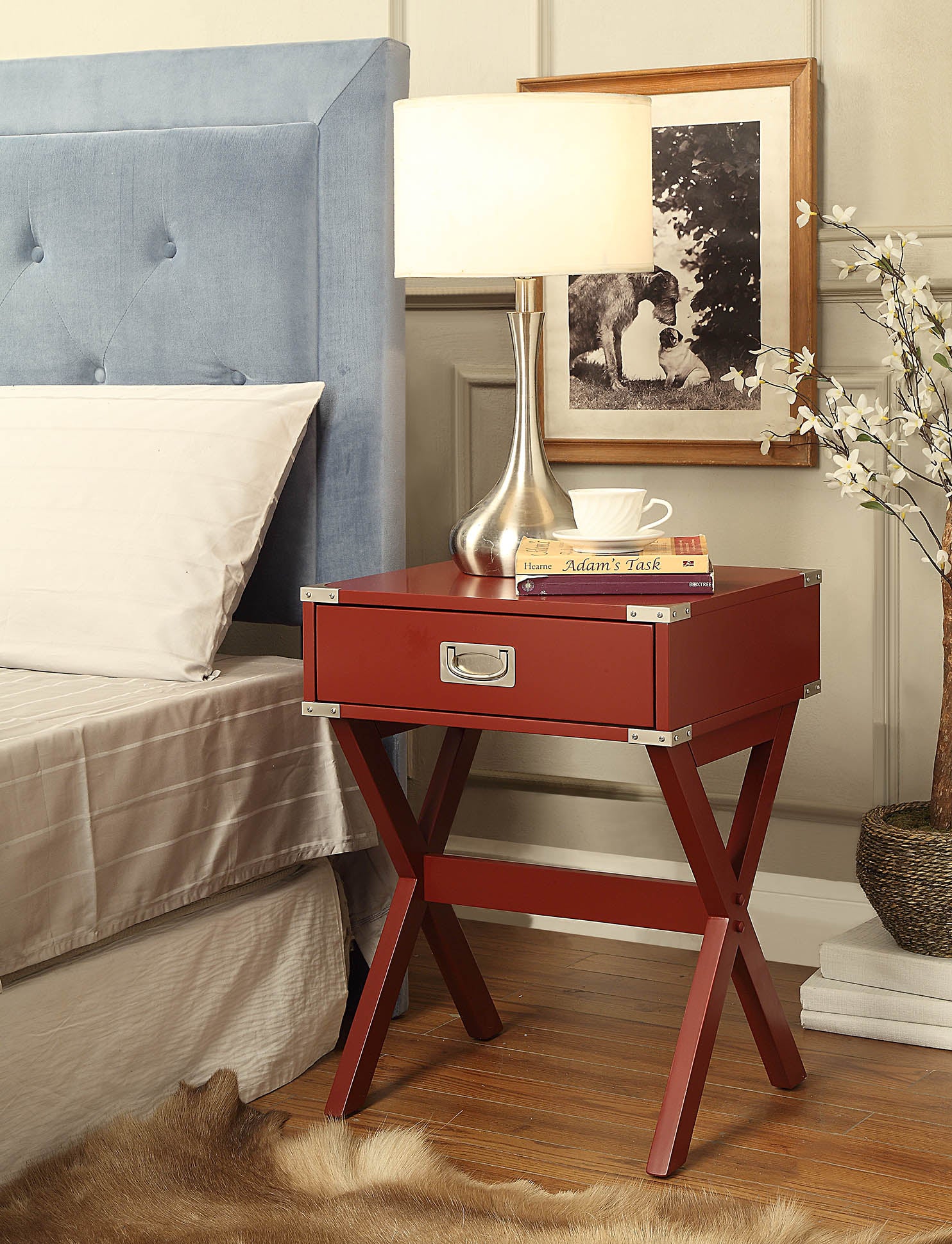 Babs Red Finish Accent Table FredCo