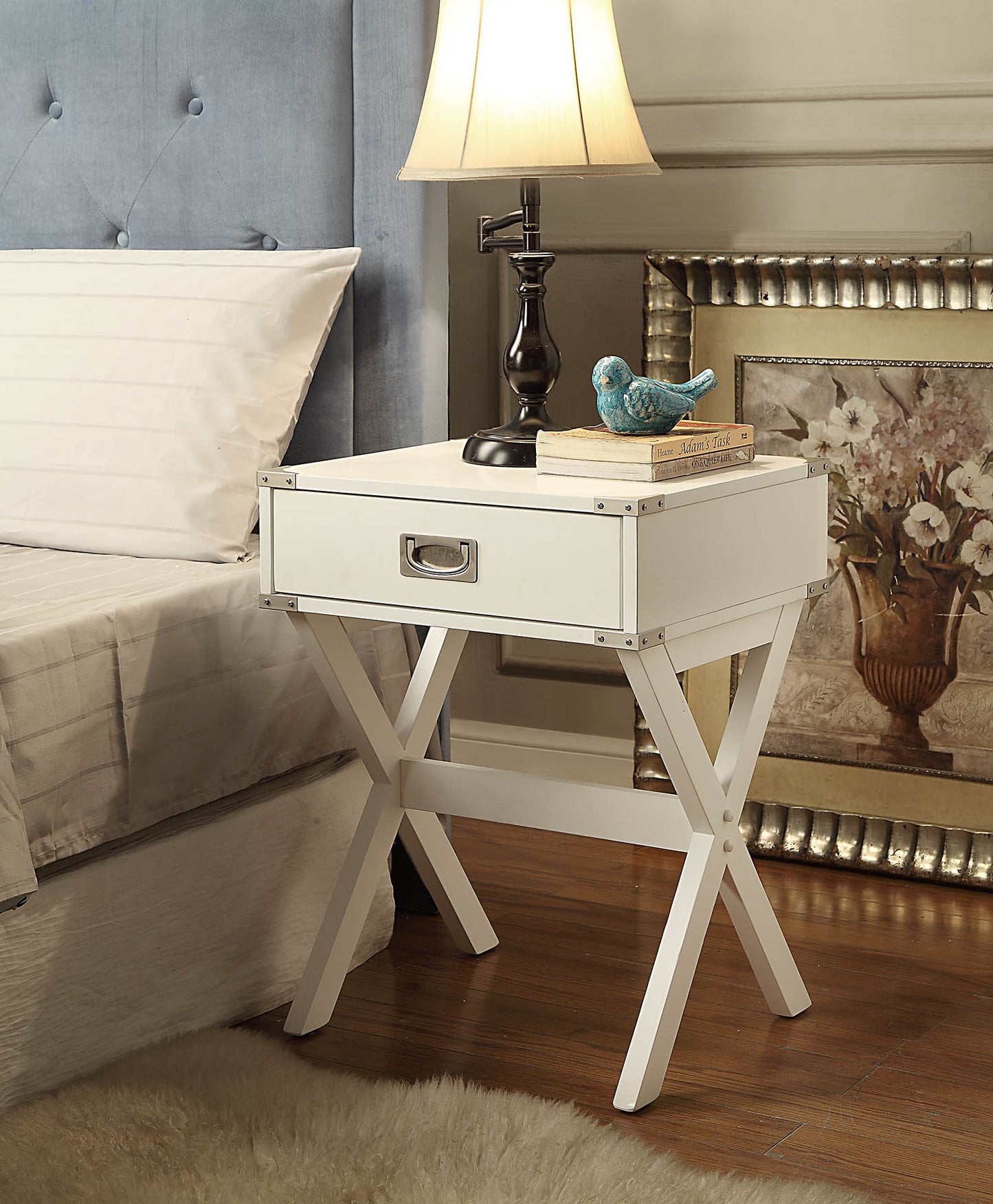 Babs White Finish Accent Table FredCo
