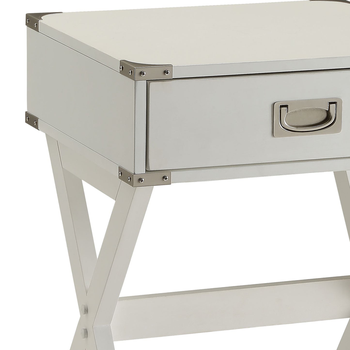 Babs White Finish Accent Table FredCo