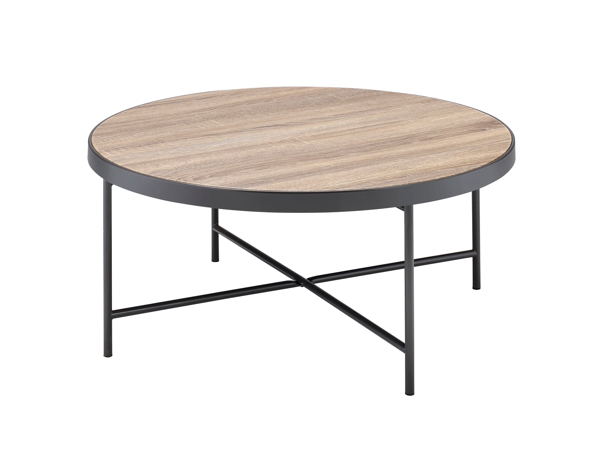 Bage Weathered Gray Oak & Metal Finish Coffee Table FredCo