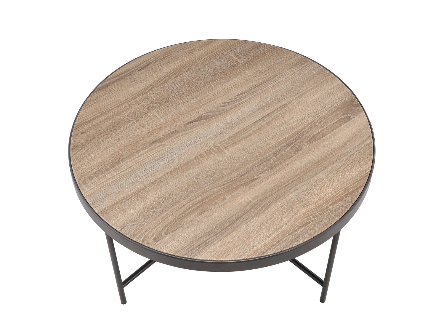 Bage Weathered Gray Oak & Metal Finish Coffee Table FredCo
