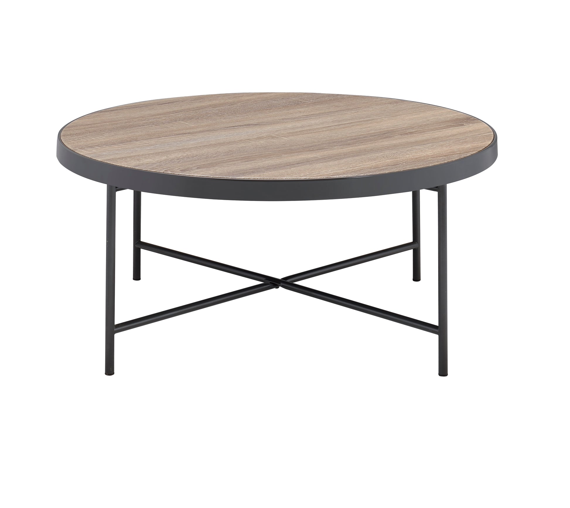 Bage Weathered Gray Oak & Metal Finish Coffee Table FredCo