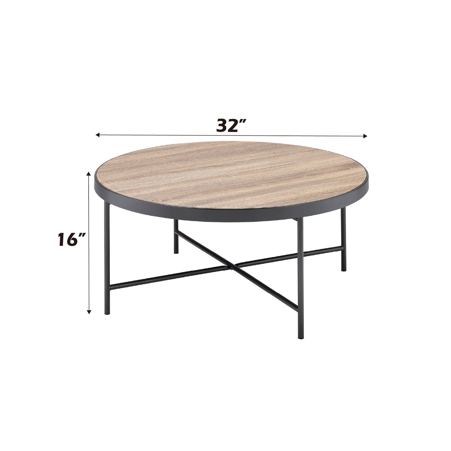 Bage Weathered Gray Oak & Metal Finish Coffee Table FredCo
