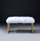 Bagley II White Faux Fur & Gold Finish Bench 2 FredCo