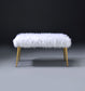 Bagley II White Faux Fur & Gold Finish Bench FredCo