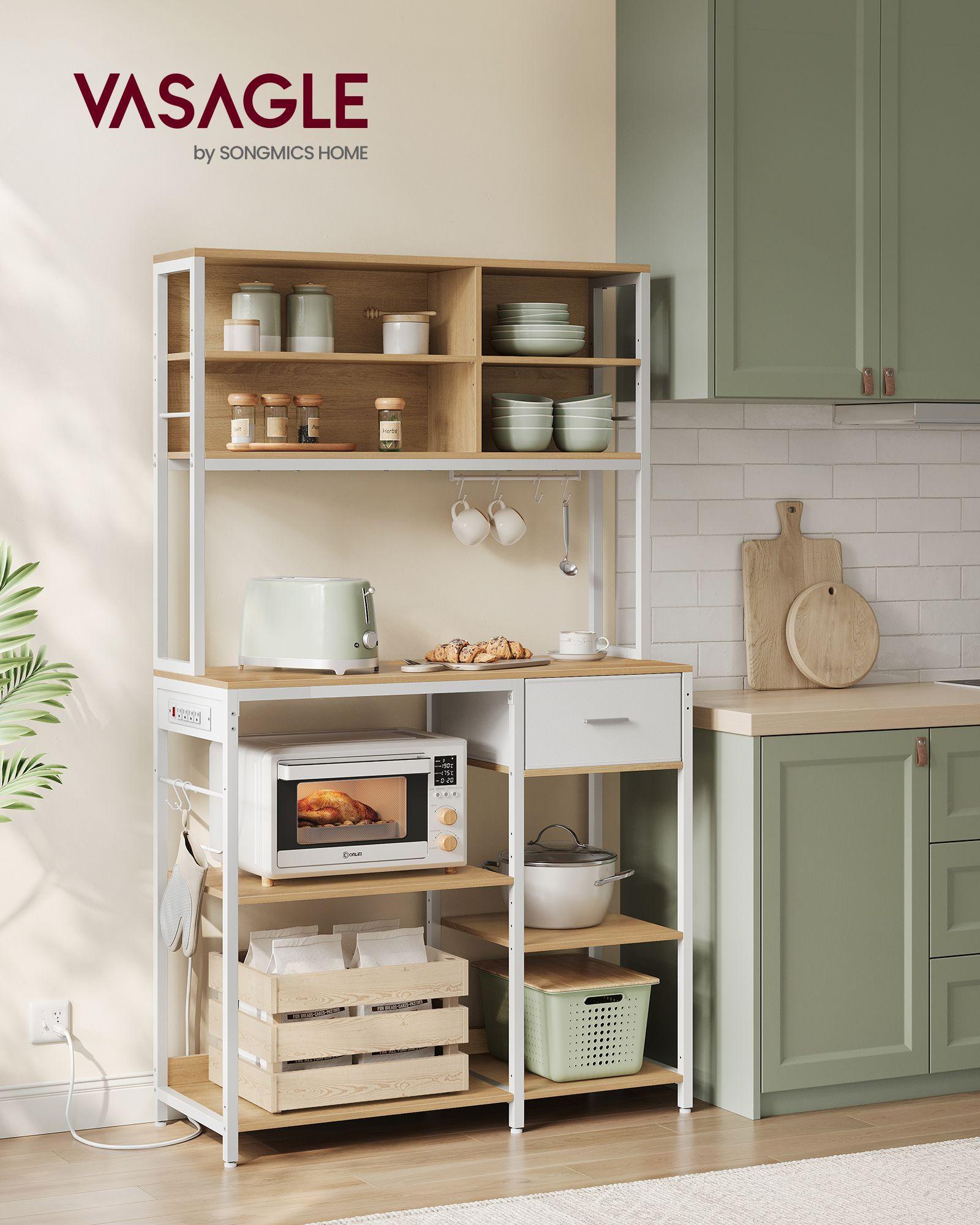 Baker's Rack with Charging Station, Shelves and 12 Hooks FredCo