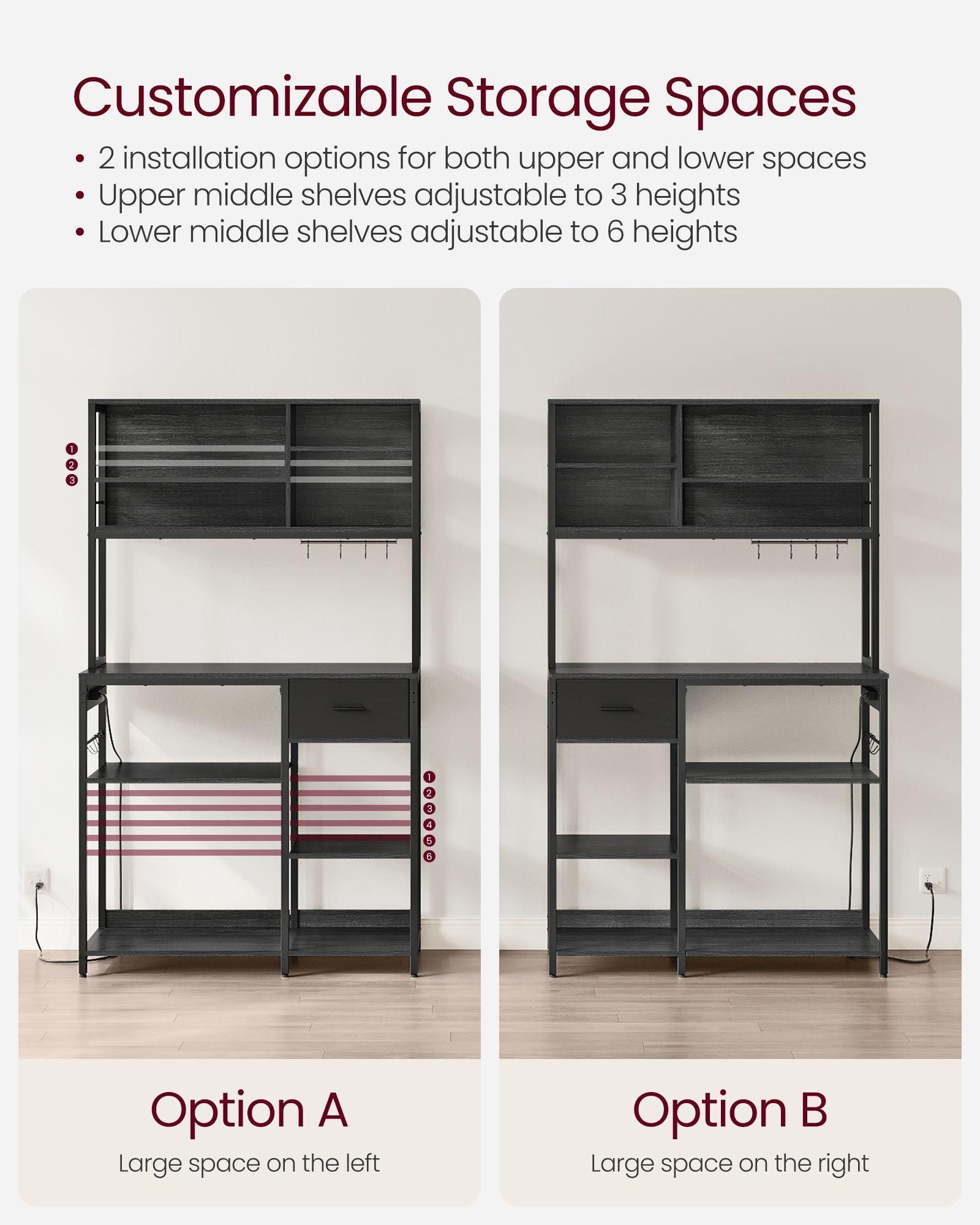 Bakers Rack with 12 Hooks Gold Oak and Cloud White FredCo