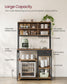 Bakers Rack with 12 Hooks Rustic Brown and Ink Black FredCo