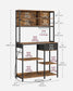Bakers Rack with 12 Hooks Rustic Brown and Ink Black FredCo
