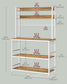 Bakers Rack with 14 Hooks Rustic Walnut and White FredCo