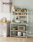 Bakers Rack with 14 Hooks Rustic Walnut and White FredCo