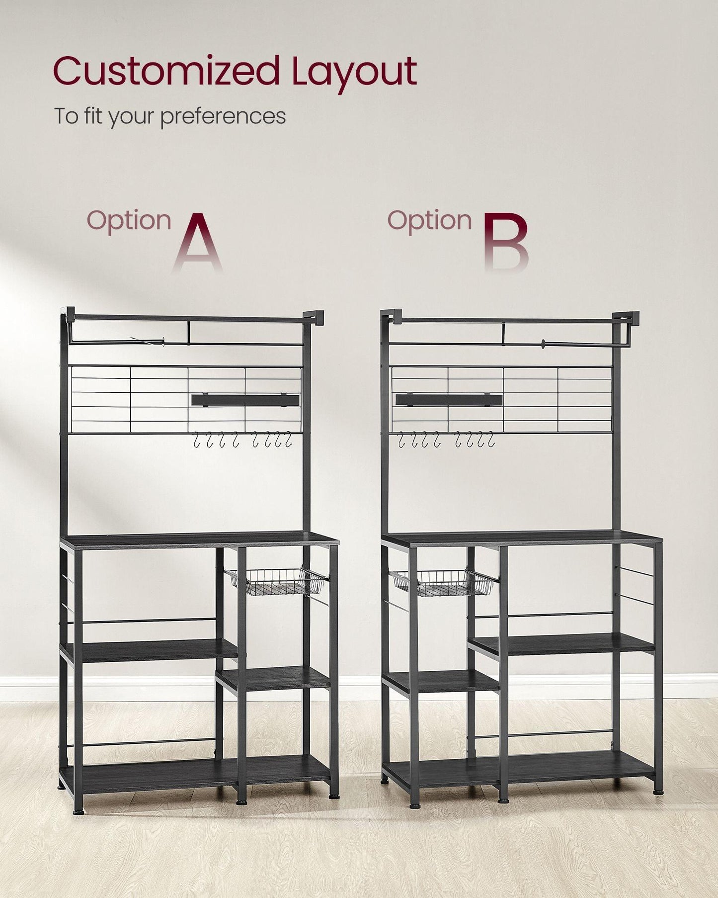 Bakers Rack with Magnetic Knife Holder FredCo