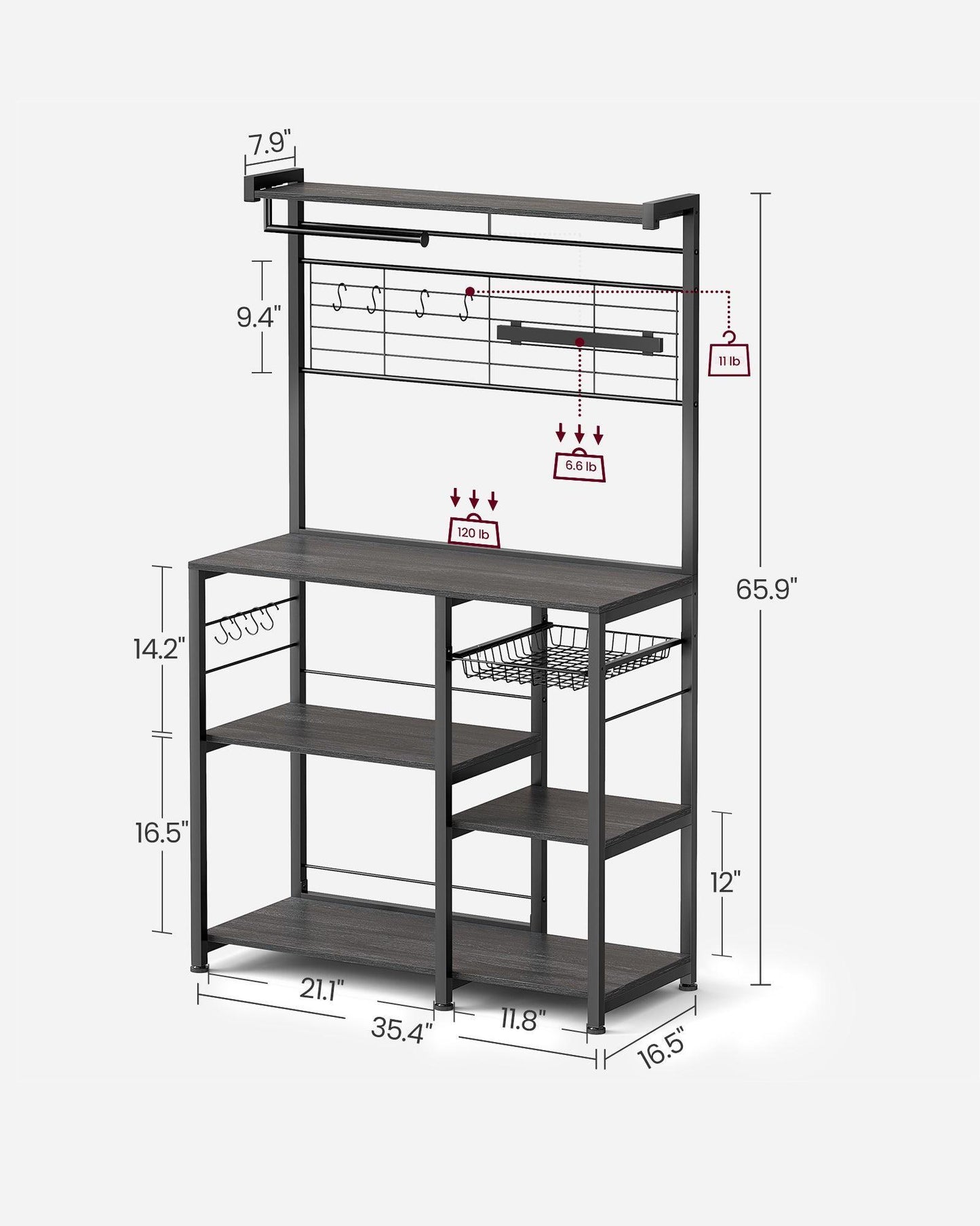 Bakers Rack with Magnetic Knife Holder FredCo