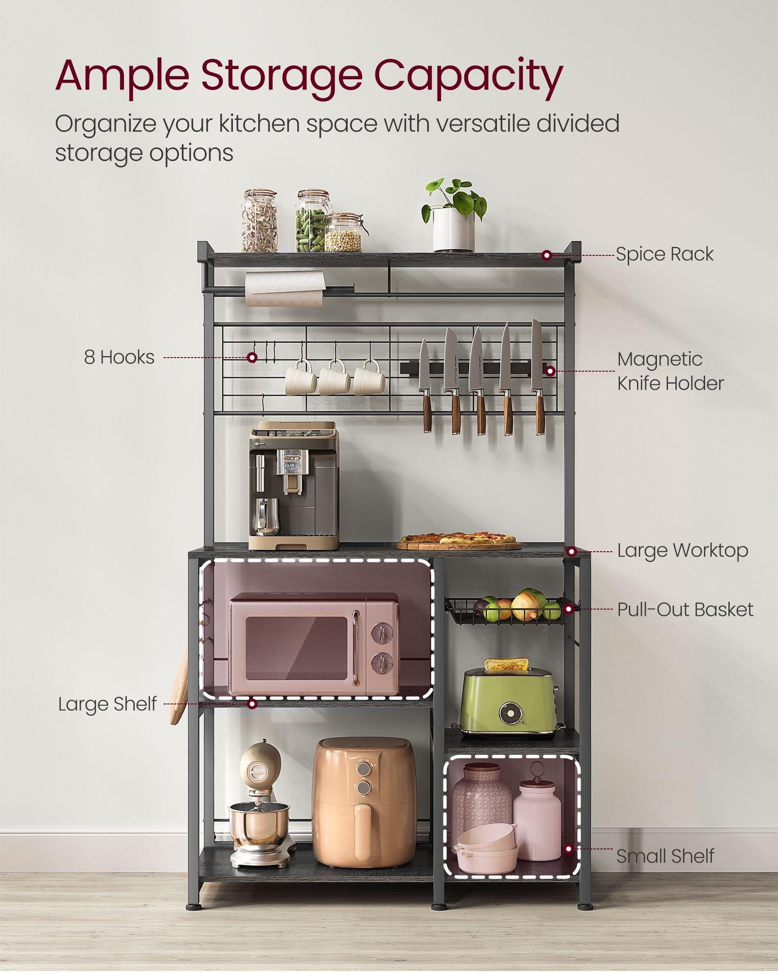 Bakers Rack with Magnetic Knife Holder FredCo