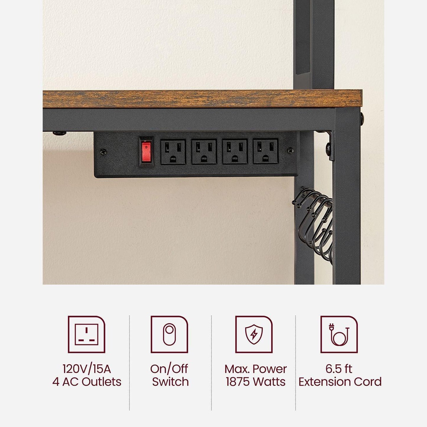 Bakers Rack with Power Outlet FredCo