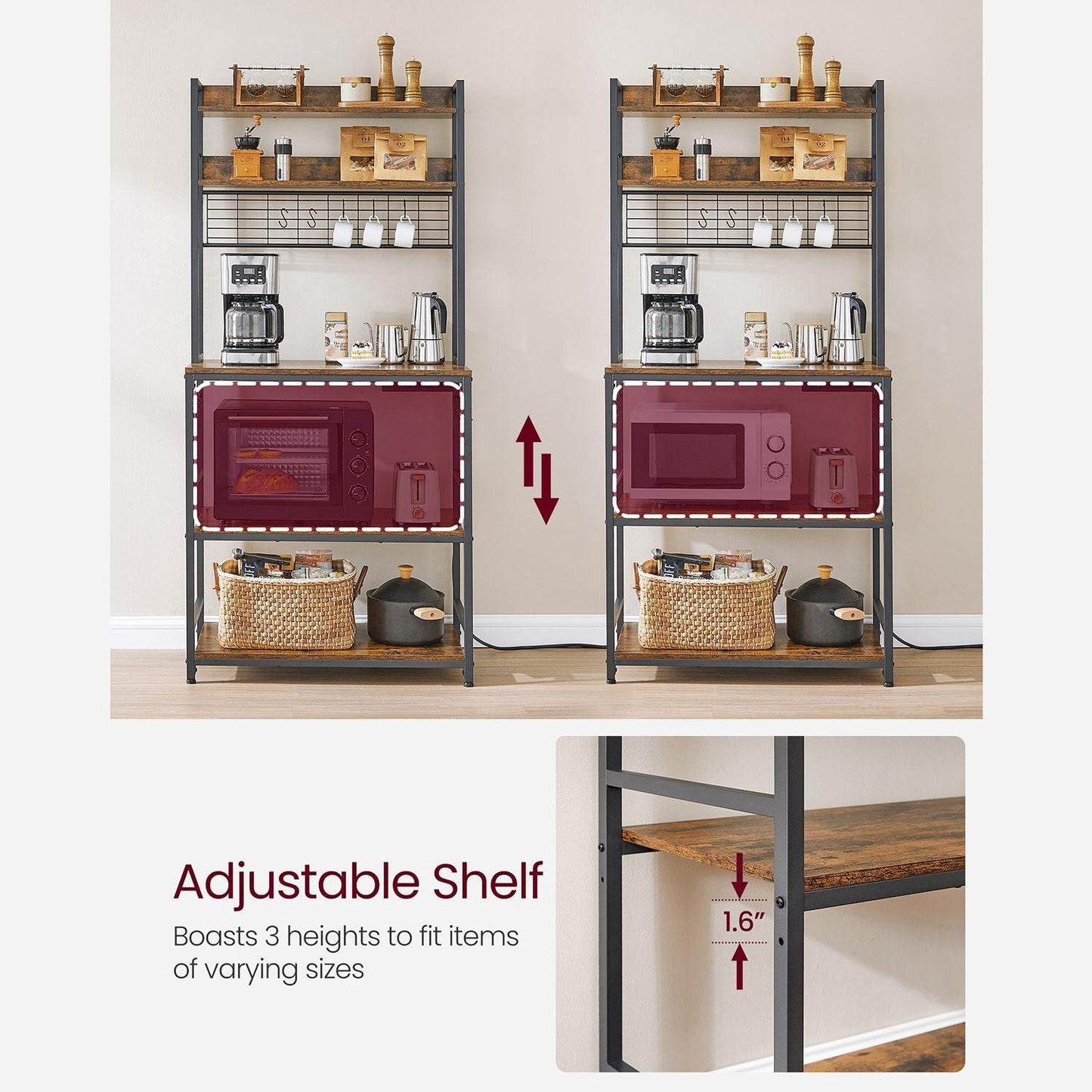 Bakers Rack with Power Outlet FredCo
