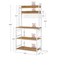Bakers Rack with Power Outlet Rustic Walnut and White FredCo