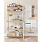 Bakers Rack with Power Outlet Rustic Walnut and White FredCo