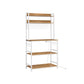 Bakers Rack with Power Outlet Rustic Walnut and White FredCo