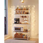 Bakers Rack with Power Outlet Rustic Walnut and White FredCo