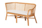bali & pari Aara 3-Piece Natural Rattan Dining Nook Set - L-Shaped Corner Bench with Cushions and Round Pedestal Wicker Table, Handwoven Boho Coastal Breakfast Banquette for Kitchen or Sunroom FredCo