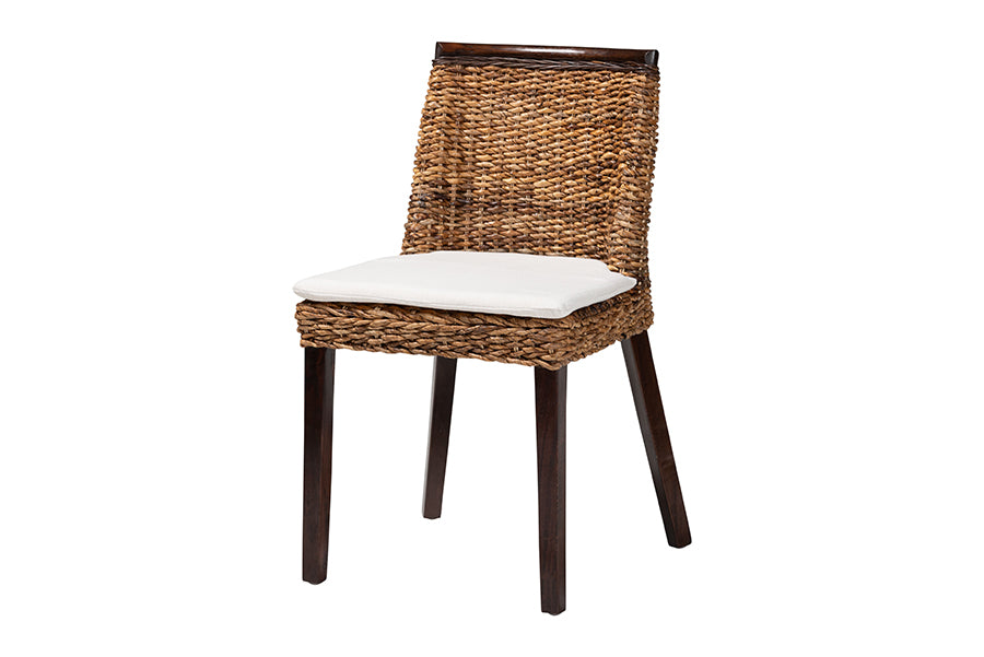 bali & pari Abbas Bohemian Seagrass and Dark Brown Wood Dining Chair FredCo