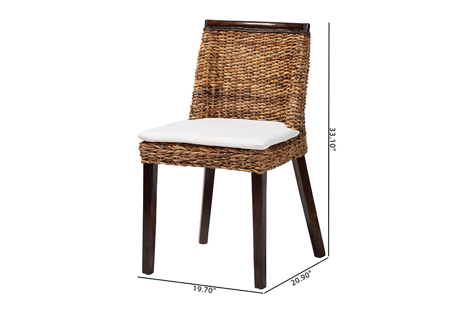 bali & pari Abbas Bohemian Seagrass and Dark Brown Wood Dining Chair FredCo
