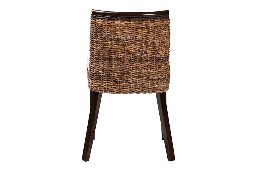 bali & pari Abbas Bohemian Seagrass and Dark Brown Wood Dining Chair FredCo