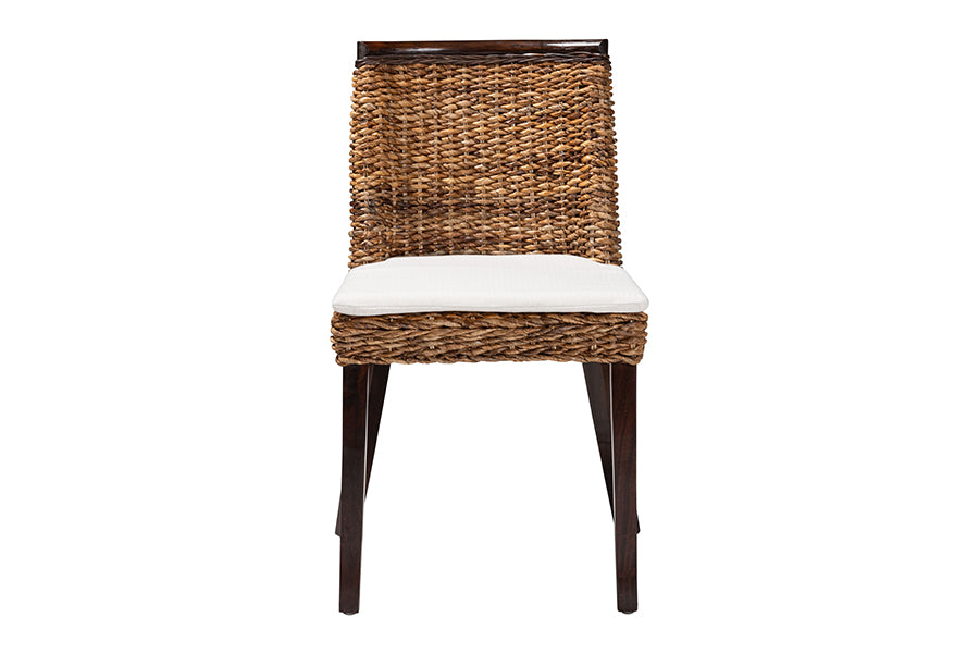 bali & pari Abbas Bohemian Seagrass and Dark Brown Wood Dining Chair FredCo