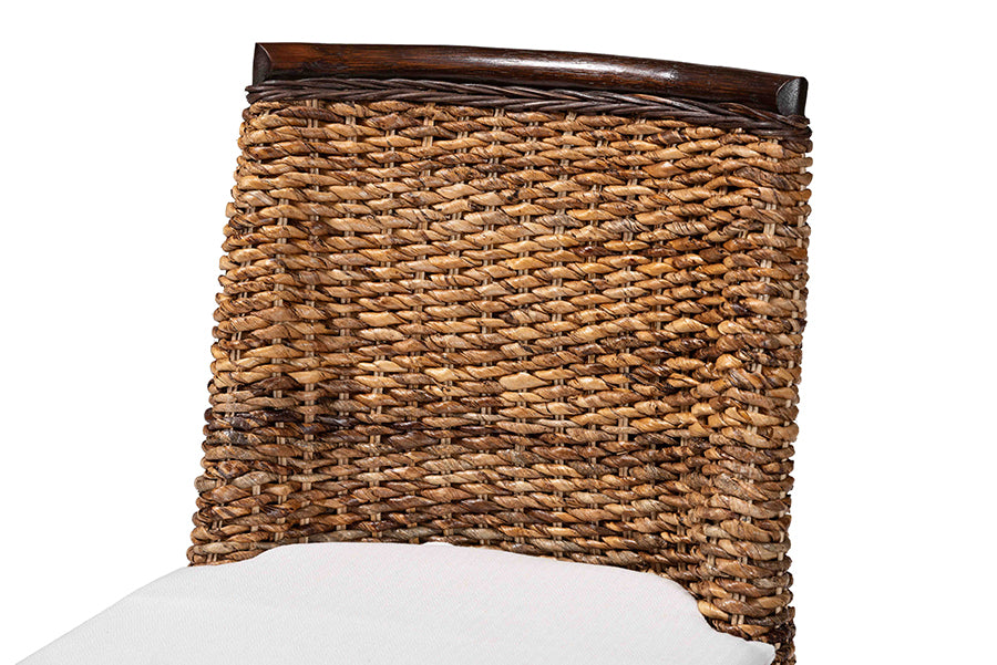 bali & pari Abbas Bohemian Seagrass and Dark Brown Wood Dining Chair FredCo