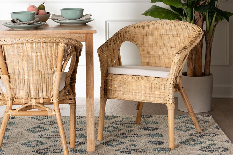 bali & pari Abbey Modern Bohemian Natural Rattan Dining Chair FredCo
