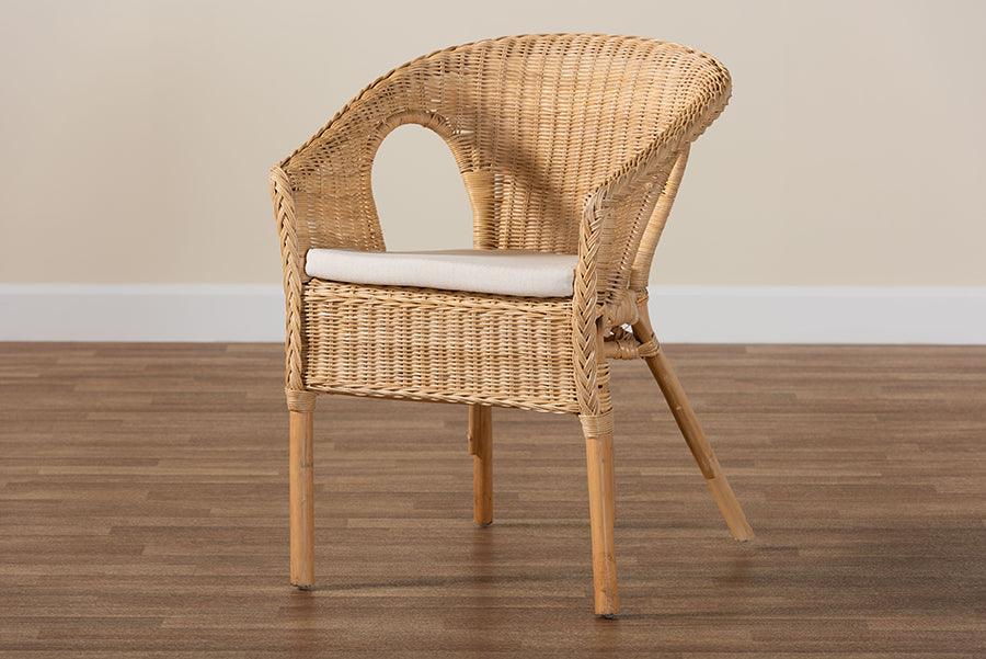bali & pari Abbey Modern Bohemian Natural Rattan Dining Chair FredCo
