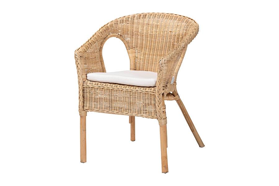 bali & pari Abbey Modern Bohemian Natural Rattan Dining Chair FredCo