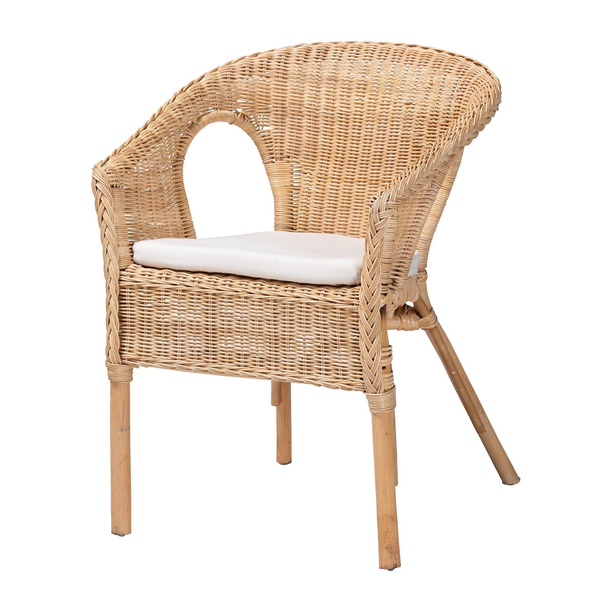 bali & pari Abbey Modern Bohemian Natural Rattan Dining Chair FredCo