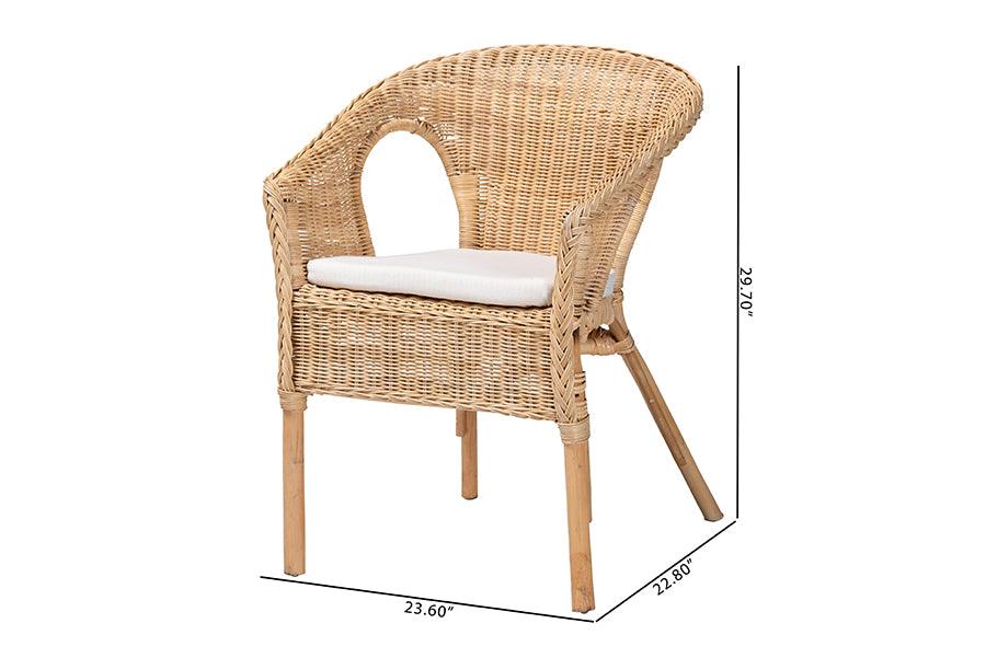 bali & pari Abbey Modern Bohemian Natural Rattan Dining Chair FredCo