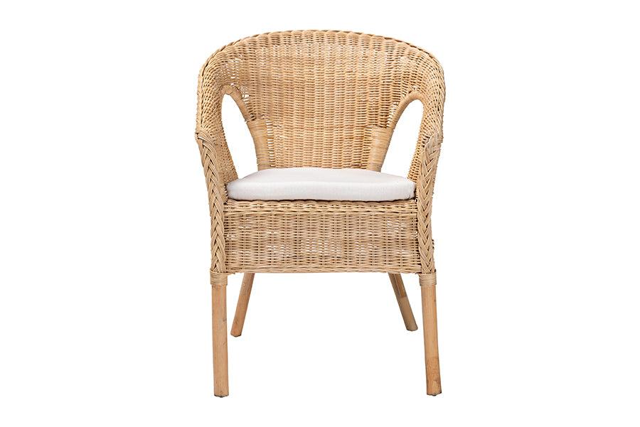 bali & pari Abbey Modern Bohemian Natural Rattan Dining Chair FredCo