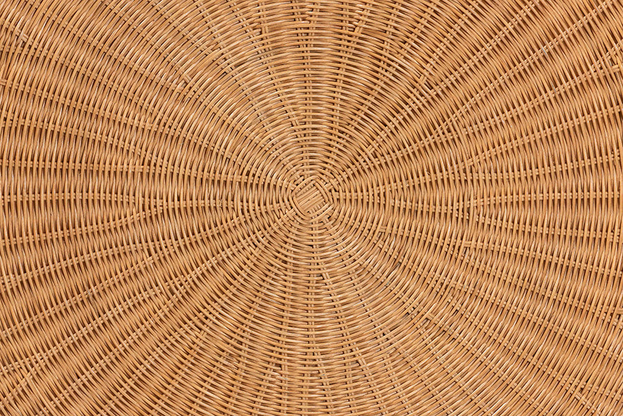 bali & pari Abel Natural Rattan Coffee Table with Splayed Legs - Handcrafted Boho Accent Table, Light Honey FredCo