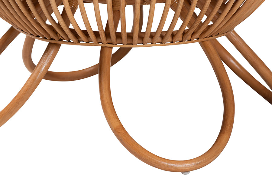 bali & pari Abel Natural Rattan Coffee Table with Splayed Legs - Handcrafted Boho Accent Table, Light Honey FredCo