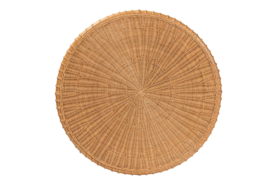 bali & pari Abel Natural Rattan Coffee Table with Splayed Legs - Handcrafted Boho Accent Table, Light Honey FredCo