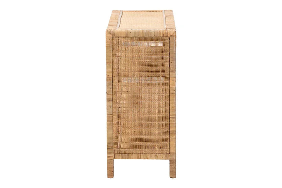 bali & pari Abelia Natural Rattan 4-Tier Display Shelf - Handwoven Boho Coastal Bookcase or Entryway Storage, Lightweight Wicker Accent Furniture FredCo