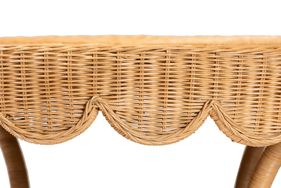 bali & pari Abena Bohemian Scalloped Light Honey Rattan Dining Table FredCo
