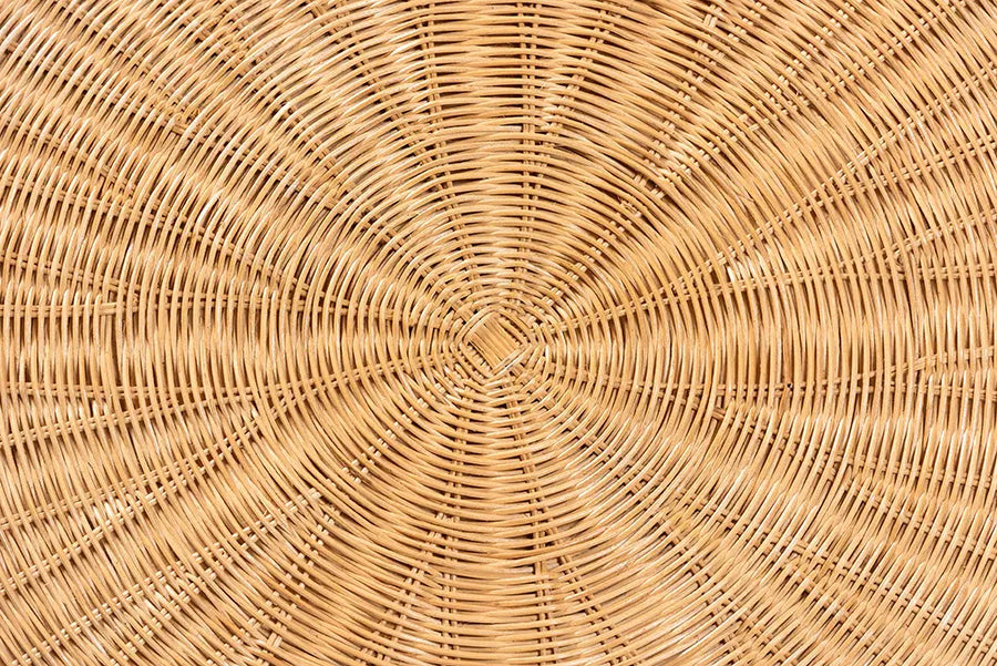 bali & pari Abena Bohemian Scalloped Light Honey Rattan Dining Table FredCo