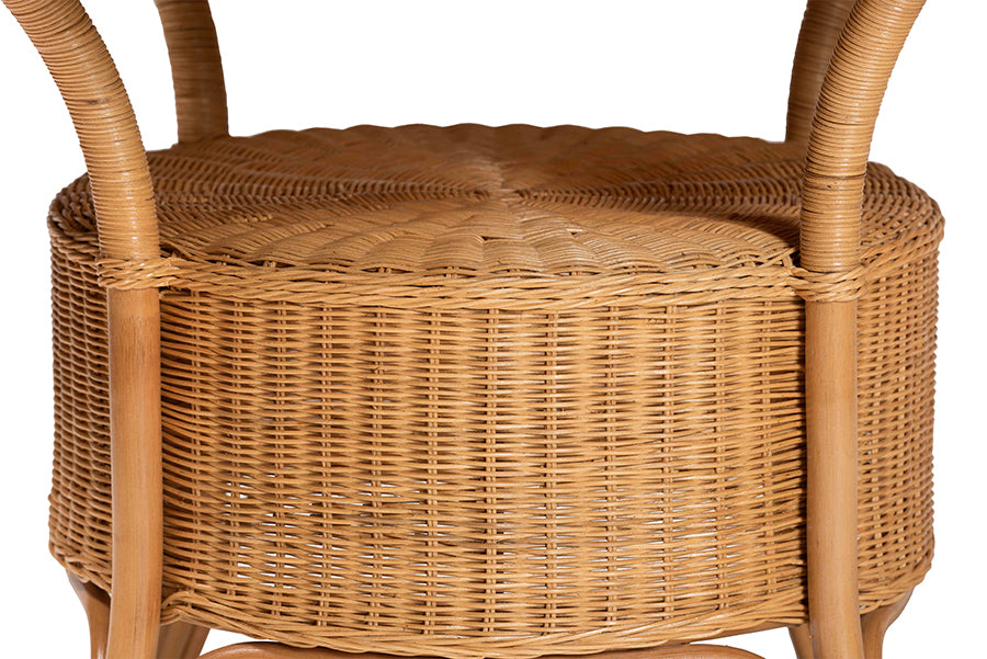 bali & pari Abena Bohemian Scalloped Light Honey Rattan Dining Table FredCo