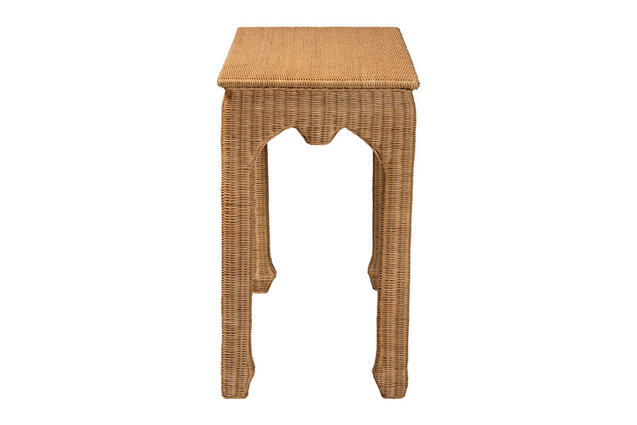 bali & pari Abena Handwoven Natural Rattan Console Table - Ming Style Wicker Accent Table or Sofa Table, Boho Coastal Style Furniture for Hallway, Living Room or Foyer FredCo