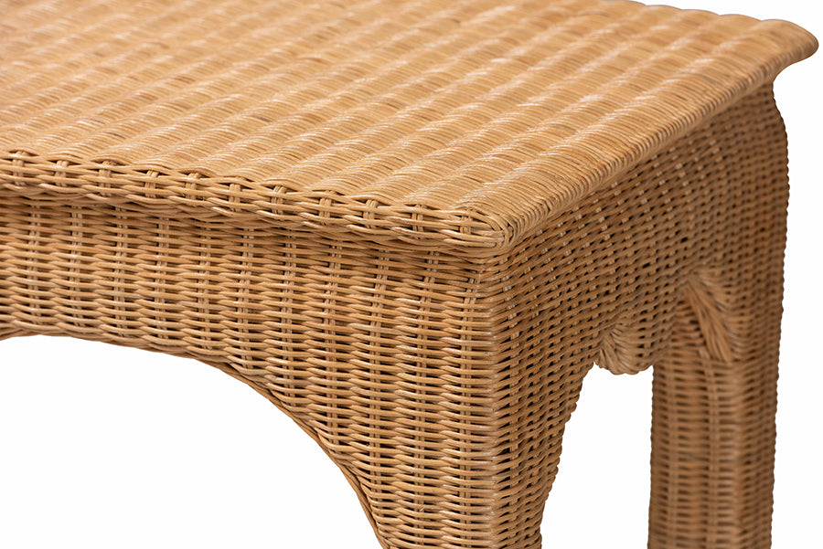 bali & pari Abena Handwoven Natural Rattan Console Table - Ming Style Wicker Accent Table or Sofa Table, Boho Coastal Style Furniture for Hallway, Living Room or Foyer FredCo