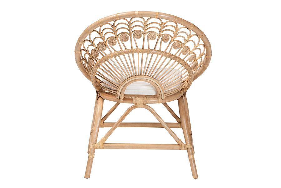 bali & pari Abriella Modern Bohemian Natural Brown Rattan Peacock Accent Chair FredCo